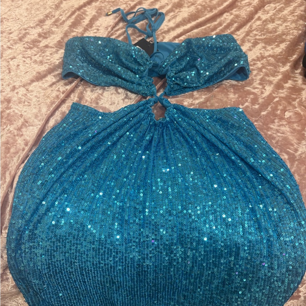 Fashion Nova Blue Sequin Dress